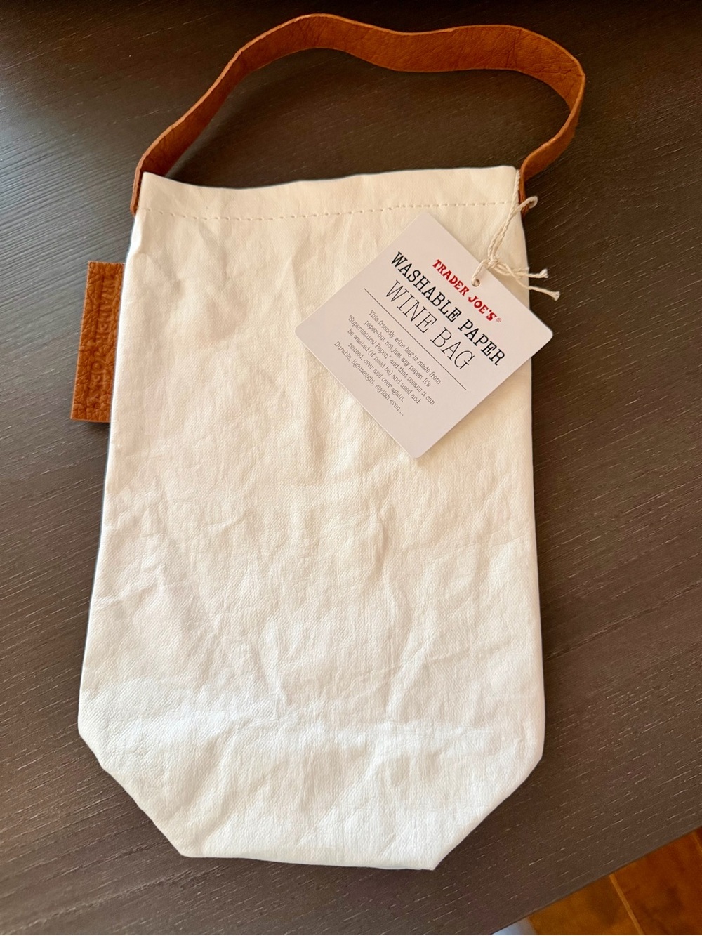 Trader Joe’s Washable Paper Wine Bag NWT Discontinued Reusable Tote